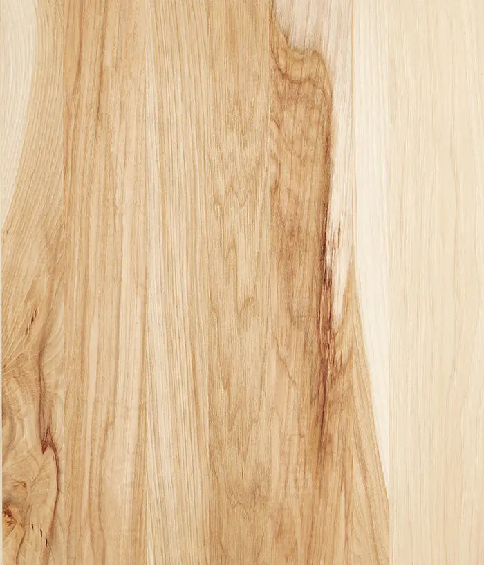 Close-up of raw hickory board grain