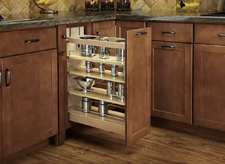 Base cabinet pullout organizer